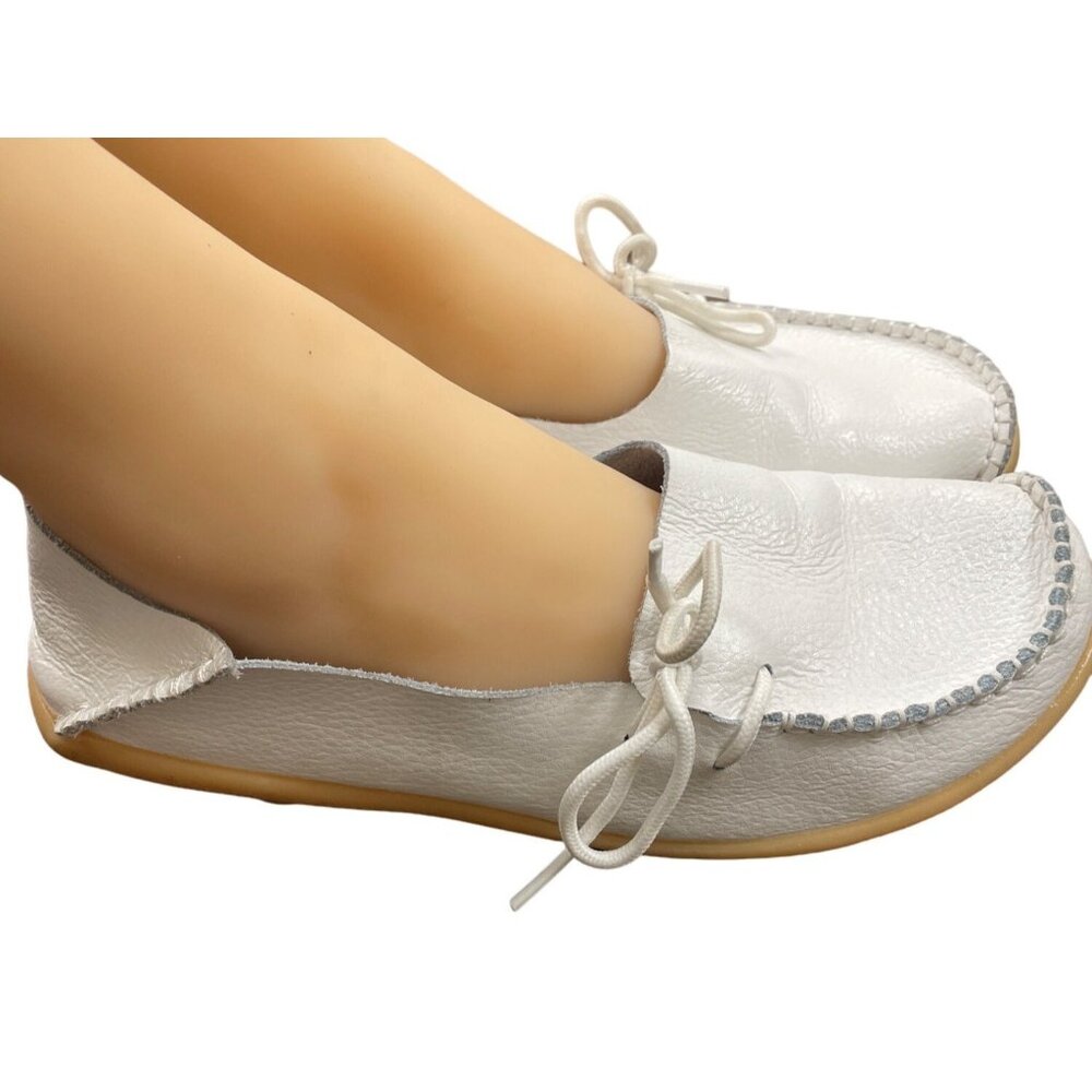 VenusCelia White Leather Flats Size 41 SKU 1176